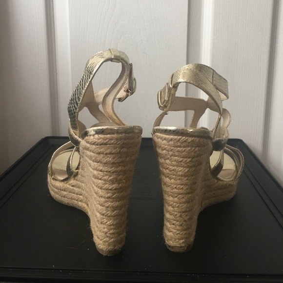 Michael Kors Gold Leather Wedges - Picture 2 of 3