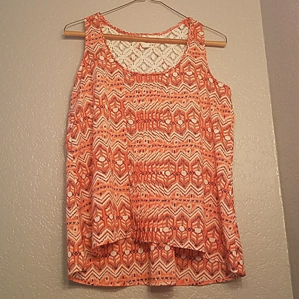 Orange, white, and blue tribal blouse like tank