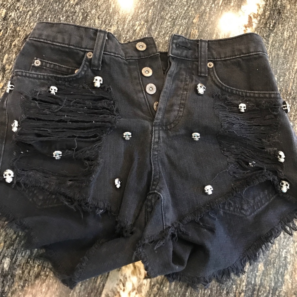 Carmar black cutoff jean shorts