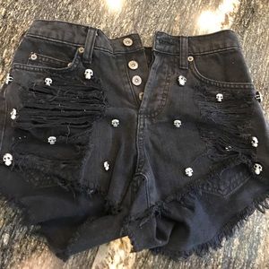 Carmar black cutoff jean shorts