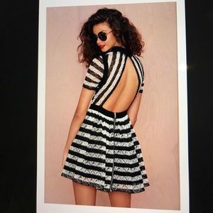 NEW NastyGal Black and White Open-Back Dress