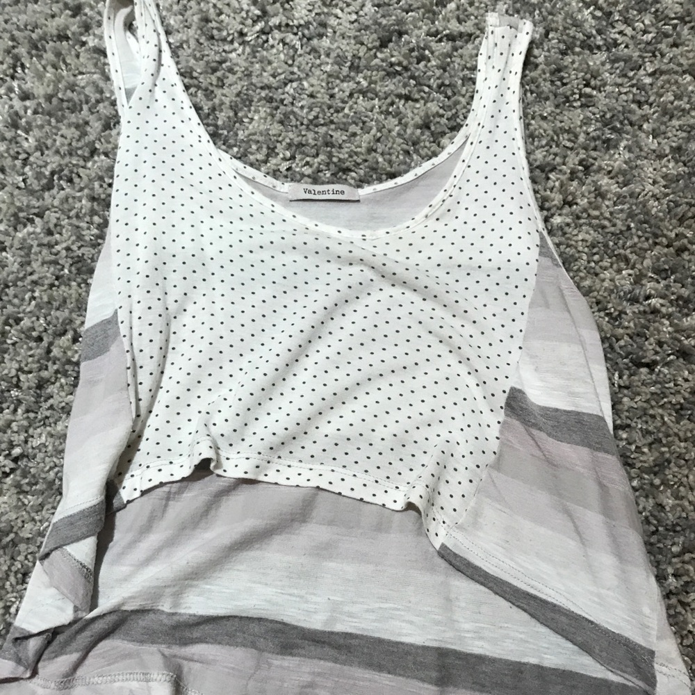 Valentine White Polka Dot High Low Crop Top