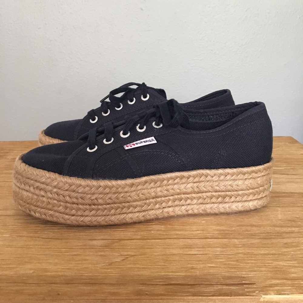 SUPERGA navy platform sneakers