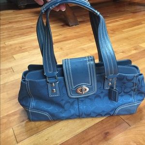 Coach purse teal blue