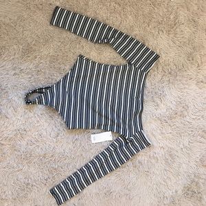 tobi off the shoulder striped bodysuit