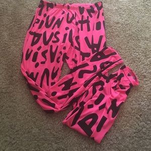 Neon pink alphabet leggings