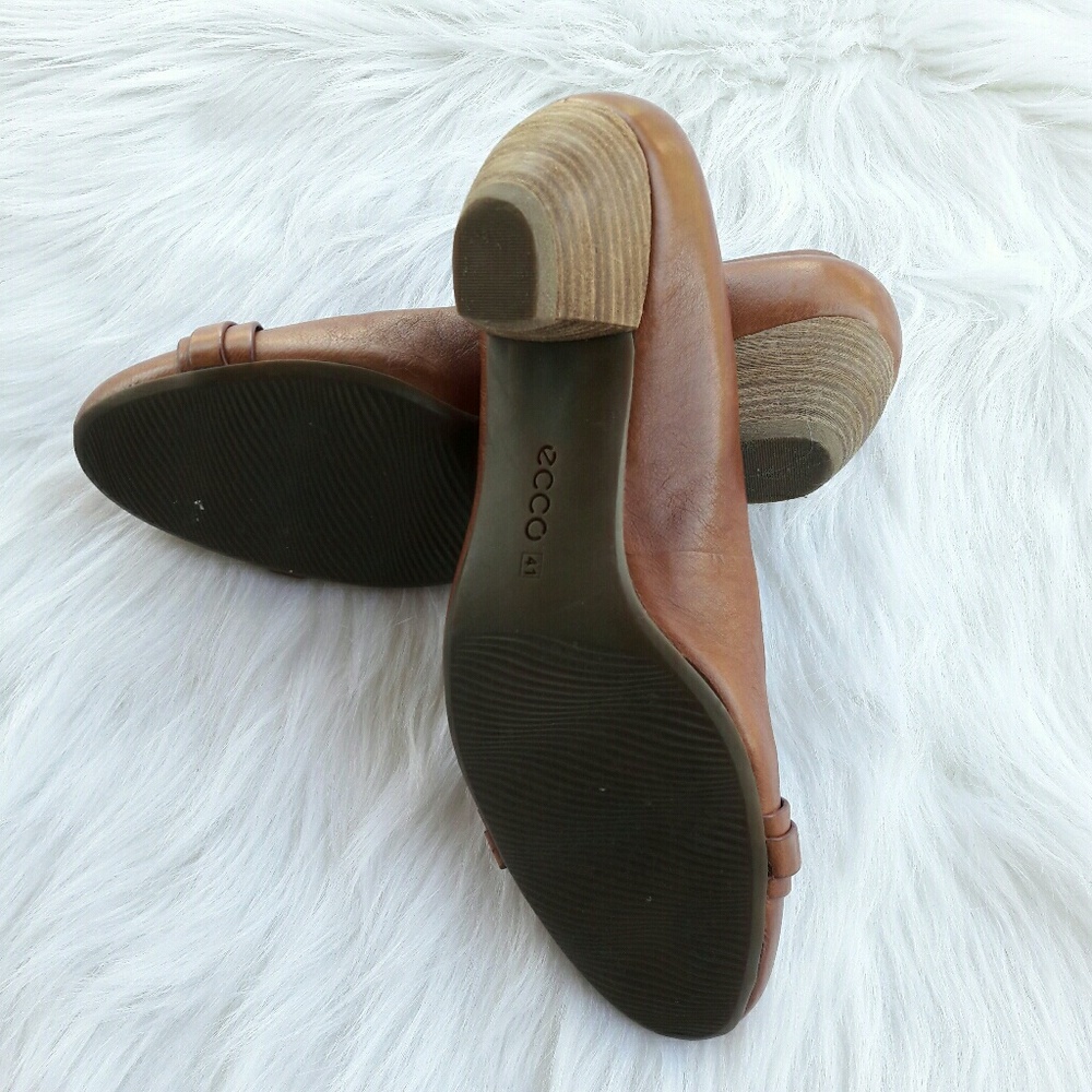❌SOLD❌Ecco Brown Leather Block Heel Flats Size 41 - Picture 5 of 6
