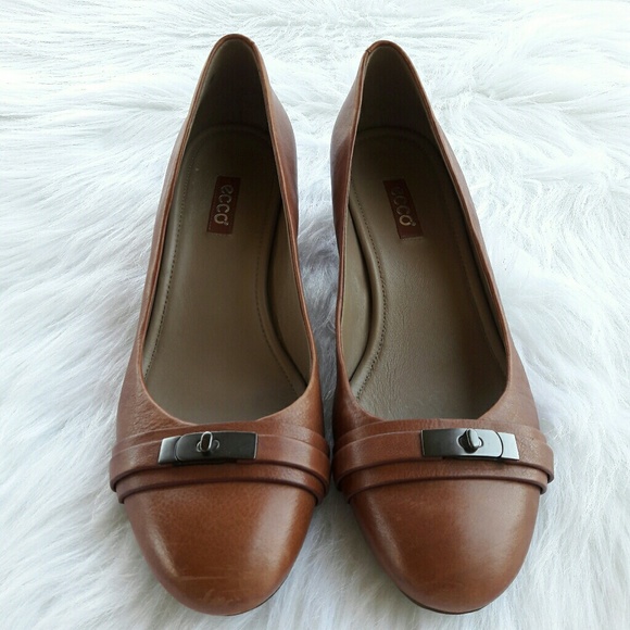 ❌SOLD❌Ecco Brown Leather Block Heel Flats Size 41 - Picture 3 of 6