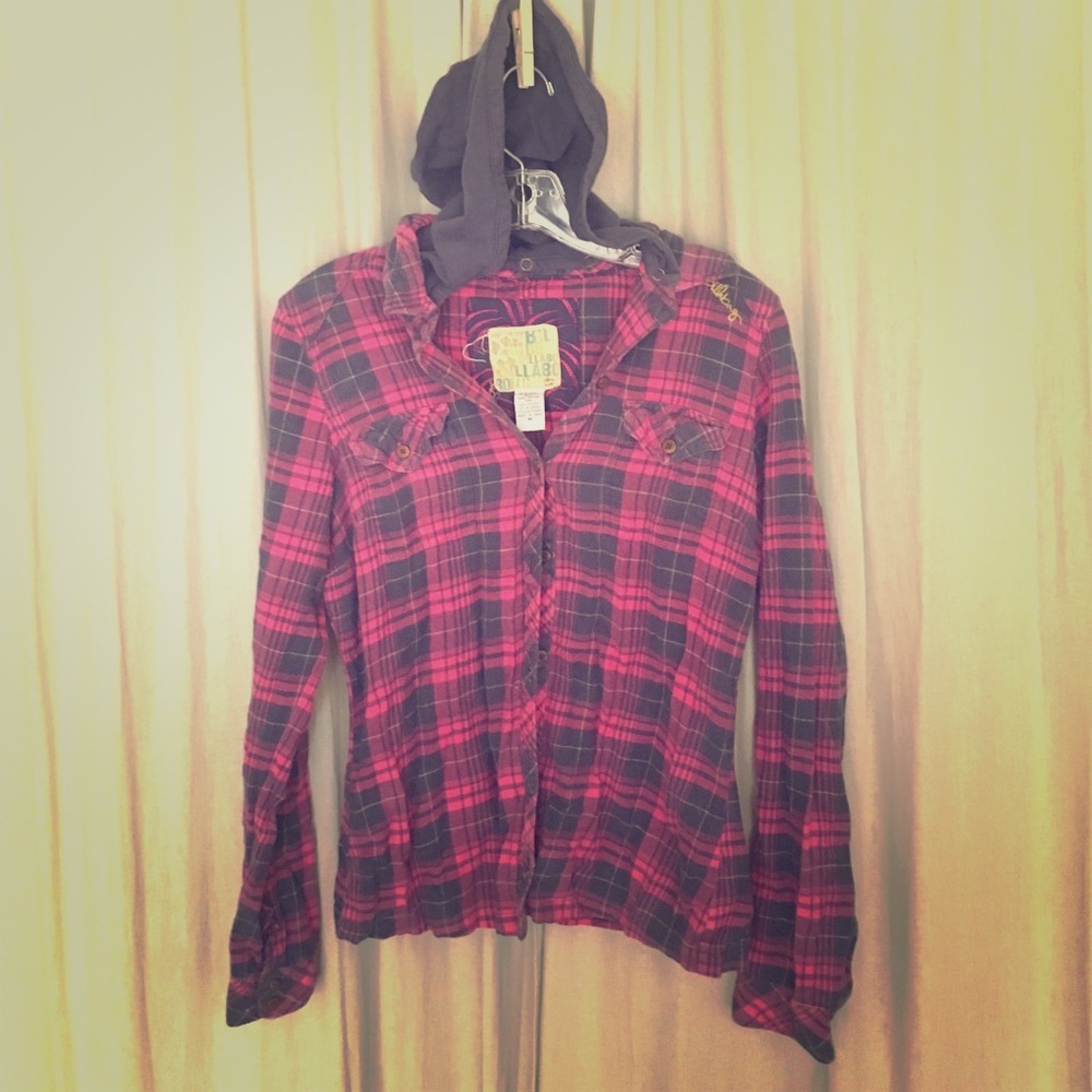 Billabong Pink Flannel Hoodie