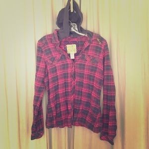 Billabong Pink Flannel Hoodie