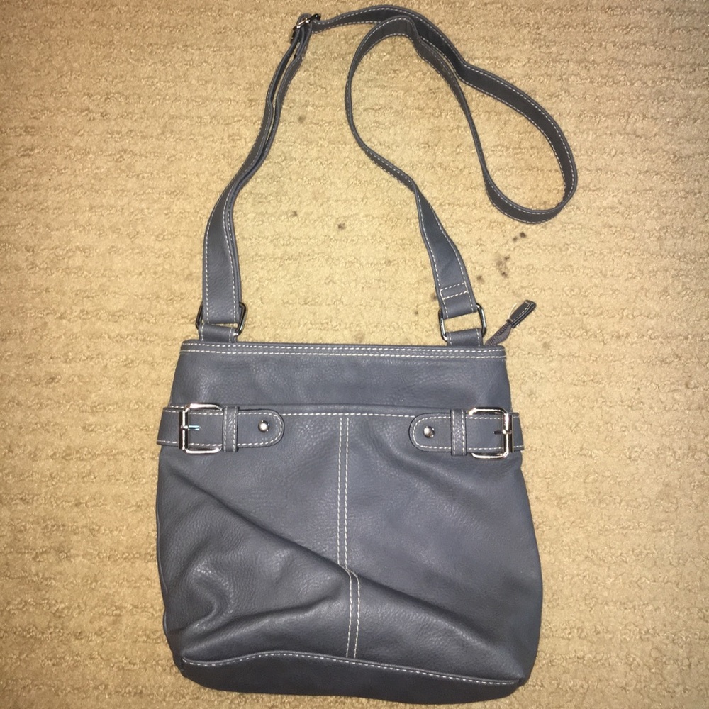 Grey crossbody bag/purse with buckle detail