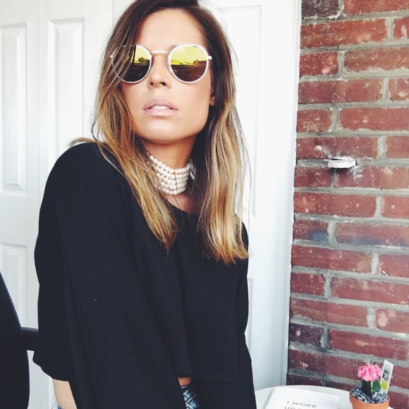 Last🆕Kiley Gold Mirrored Round Aviator Sunnies - Picture 3 of 8