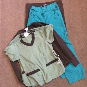 Lot of: 3 Scrub Tops 3 Scrub Pants 1 Scrub Jacket