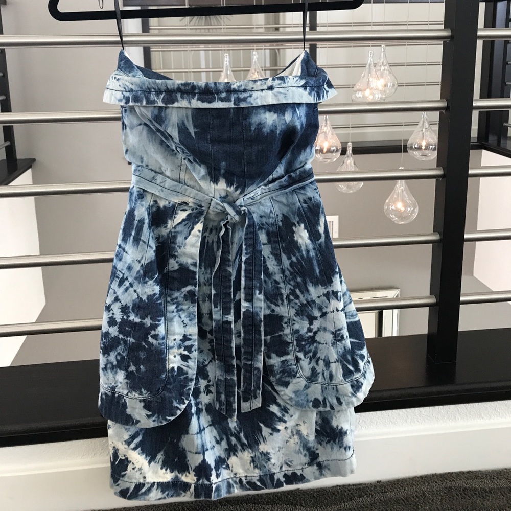 Plenty by Tracy Reese Peplum Tie Dye Denim Dress