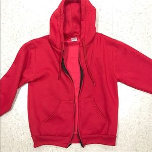Red zip up hoodie jacket