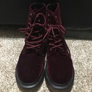 Crushed red velvet Doc Martens