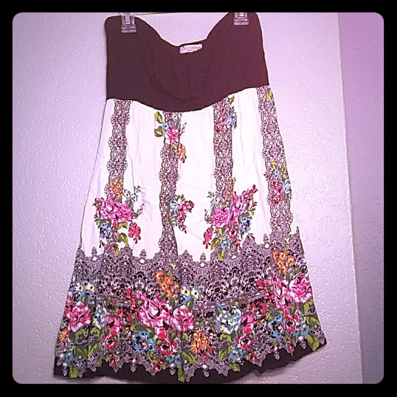 Floral strapless dress - Picture 1 of 4