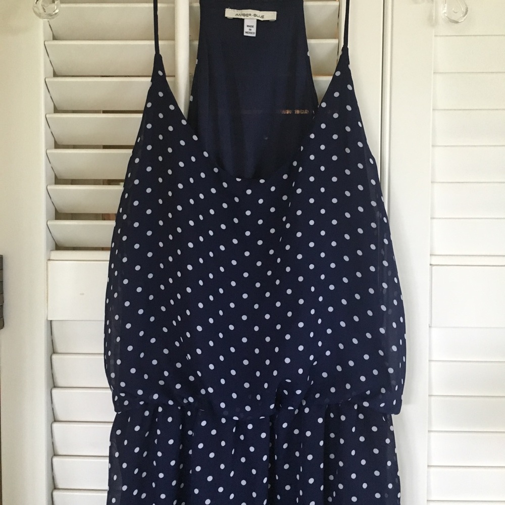 Navy Blue Polka Dot Racerback Sundress