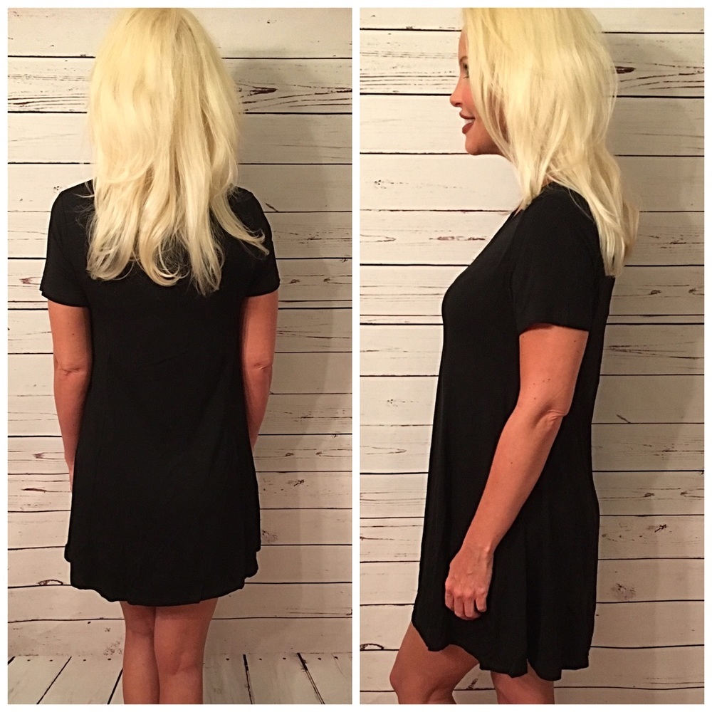 Short sleeve strappy top jersey pocket dress. - Picture 3 of 3