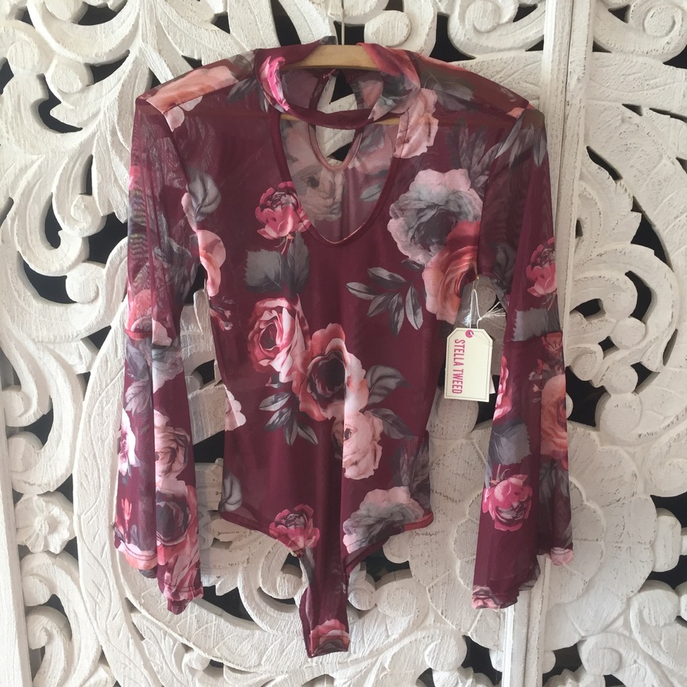 Stella Tweed Floral Sheer Bodysuit