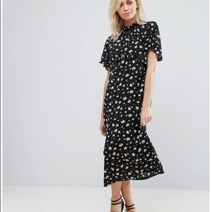 ASOS black floral midi dress