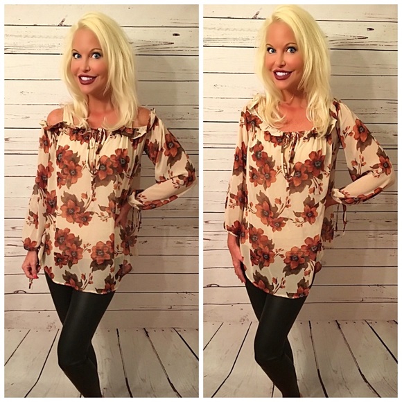 On/off shoulder floral print tunic top - Picture 2 of 3