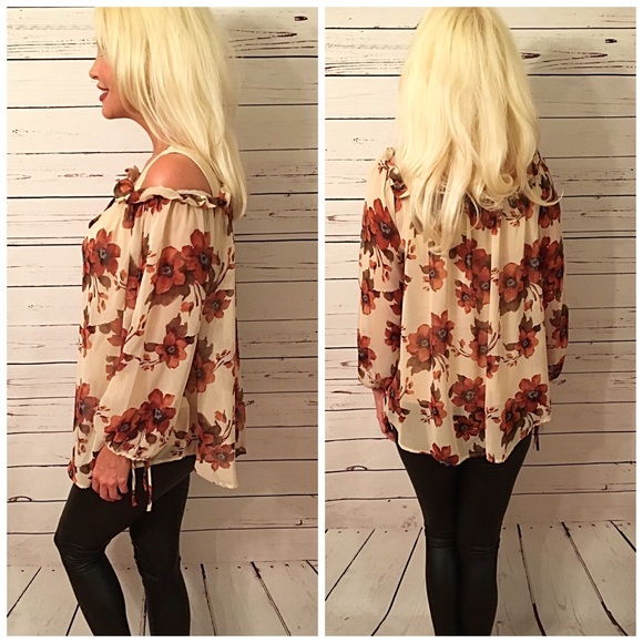 On/off shoulder floral print tunic top - Picture 3 of 3