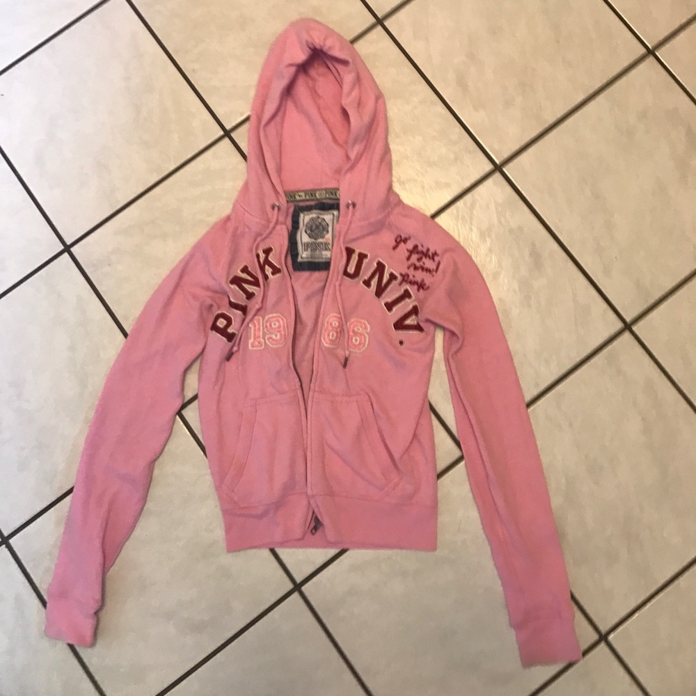 PINK zip-up hoodie •size XS