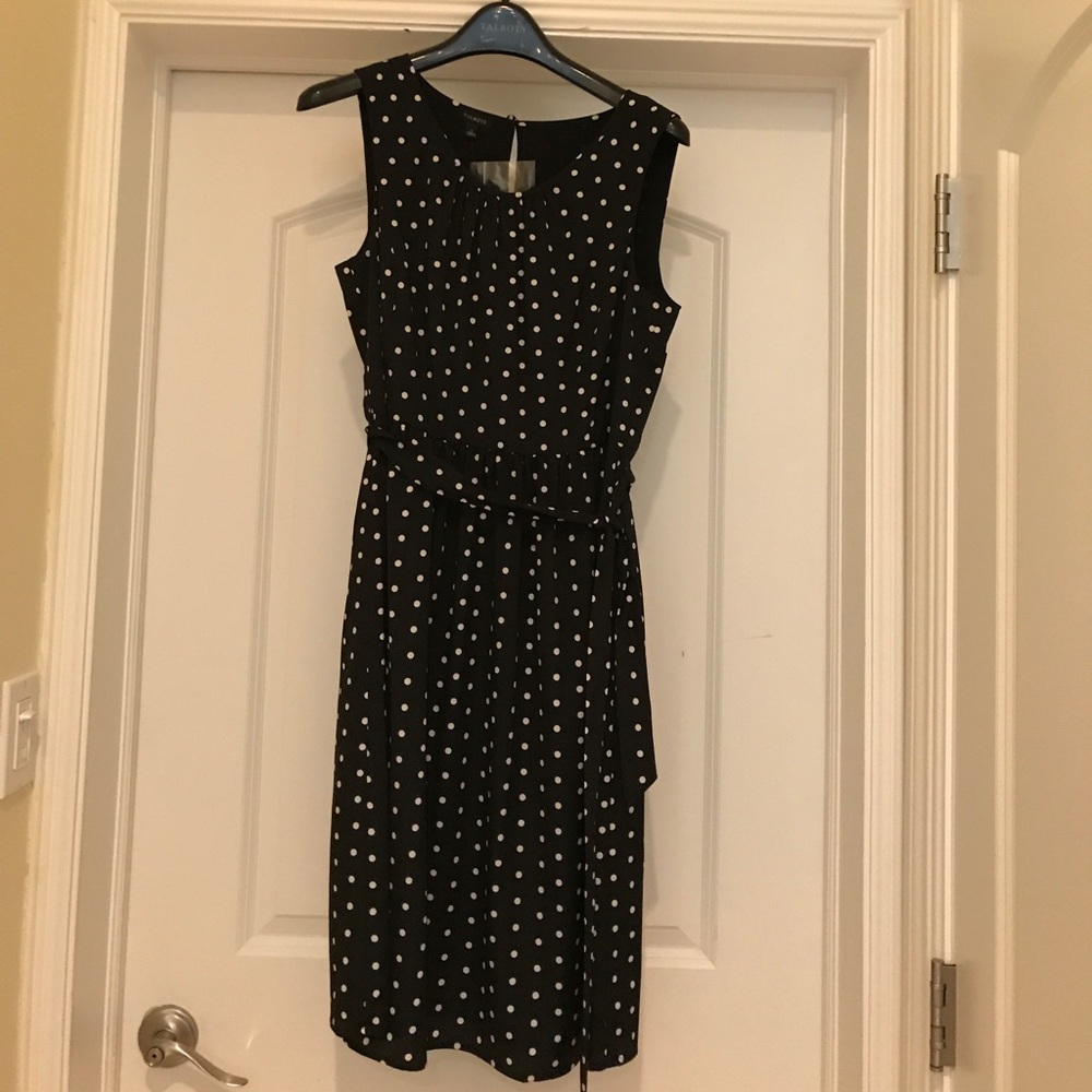 Black dress with white polka dots