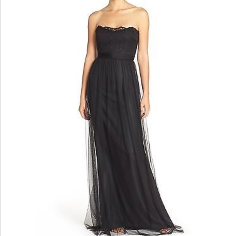Amsale Strapless lace & tulle gown