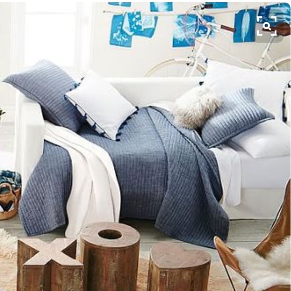 Pottery Barn Chambray Euro Shams (2)