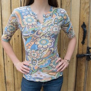 Lucky Brand Colorful Flower Top