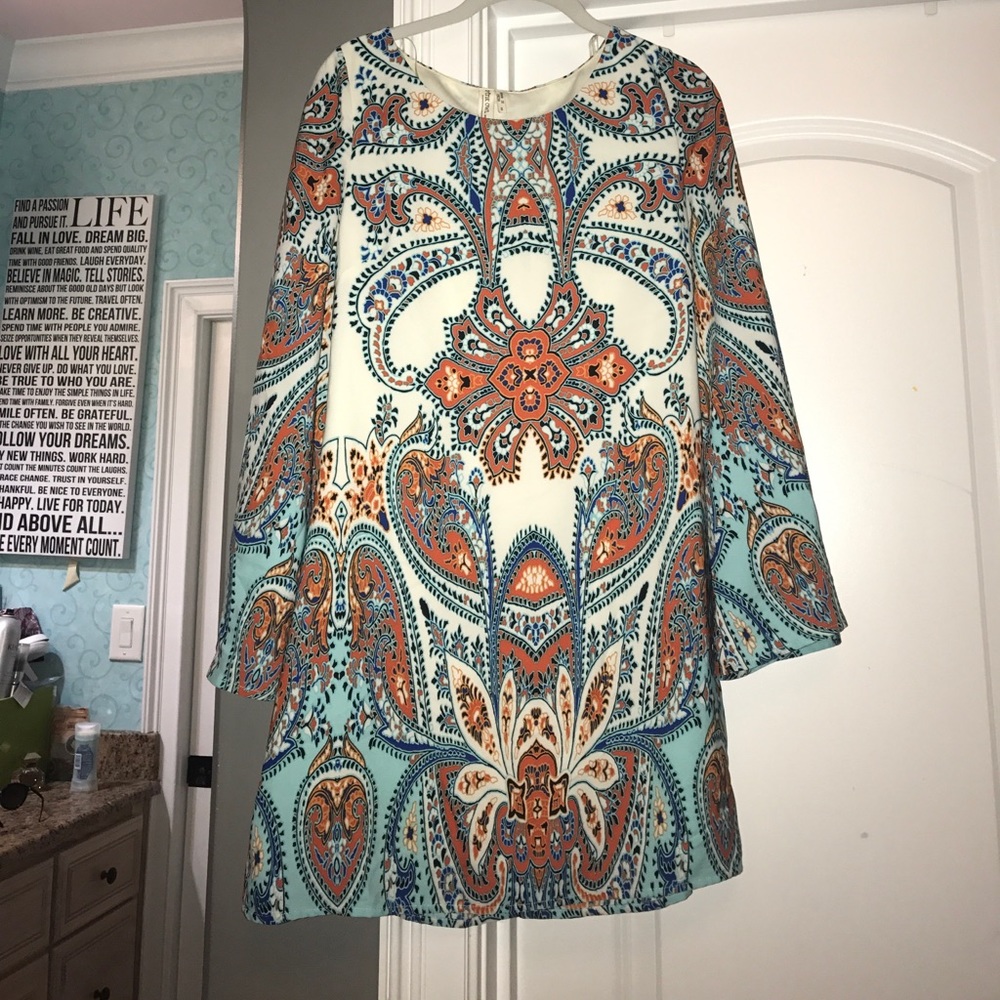 Pink Owl Bell Sleeve Dress