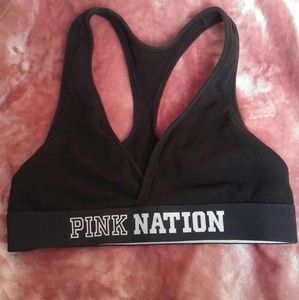 Pink cross over sports bra
