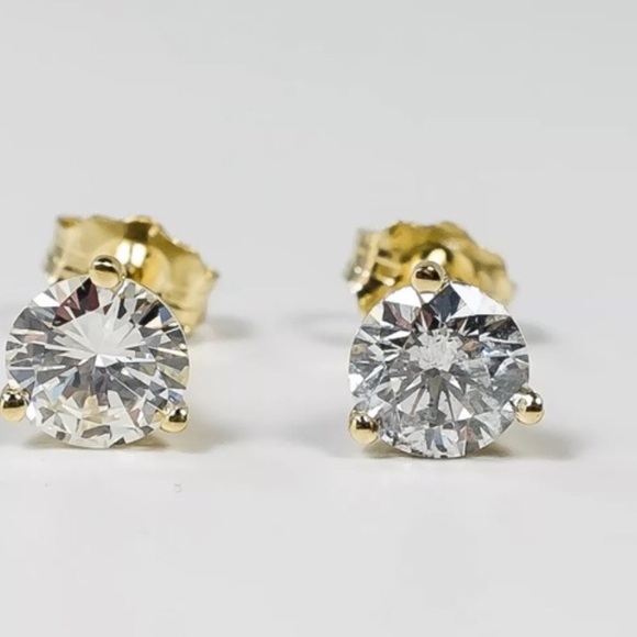 🌟2Ct  Diamond Martini 14K Gold Studs - Picture 2 of 4
