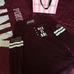 "bed is bae" PINK sleep shirt FITS LIKE A SMALL