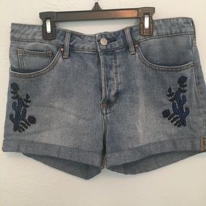 PacSun Embroidered Cuffed Denim Shorts