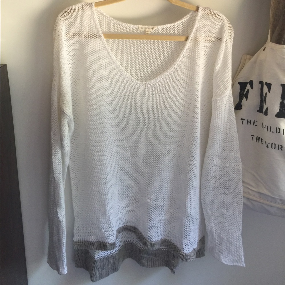 $$ Drop - Eileen Fisher White Linen Sweater