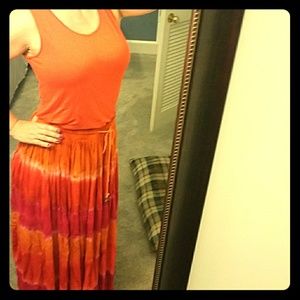 Bohemian skirt and tank top outfit