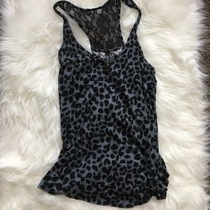 Black Leopard Print Razer Back Tank