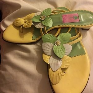 Yellow/white/green Lilly Pulitzer sandals