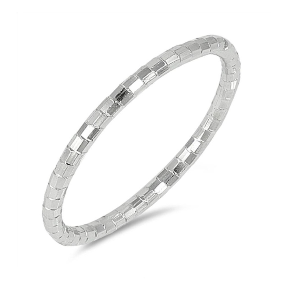 Diamond Cut Stackable Sterling Silver Band