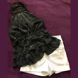 2B Bebe Black Laced Halter Blouse