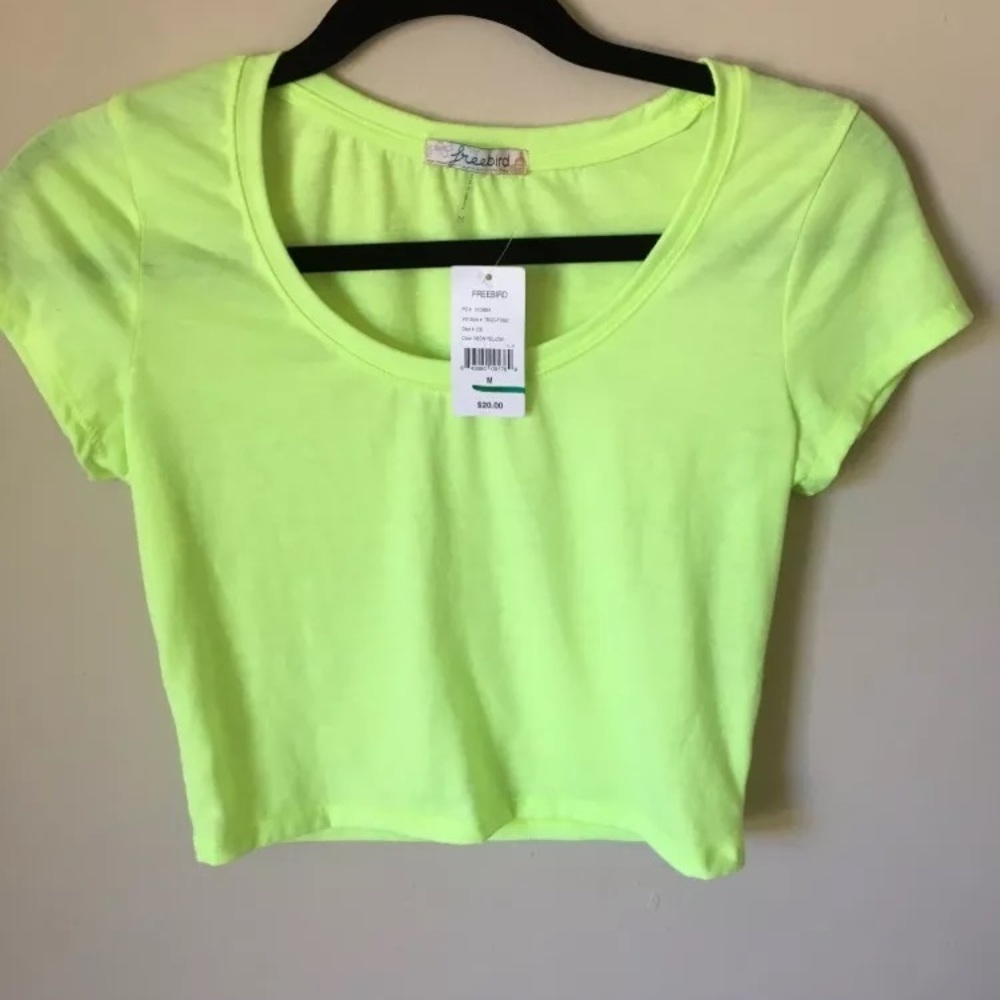NWT - Free Bird Junior Crop Top in Neon Yellow