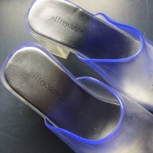 JEFFREY CAMPBELL~ CLEAR/SILVER MULES SIZE 7