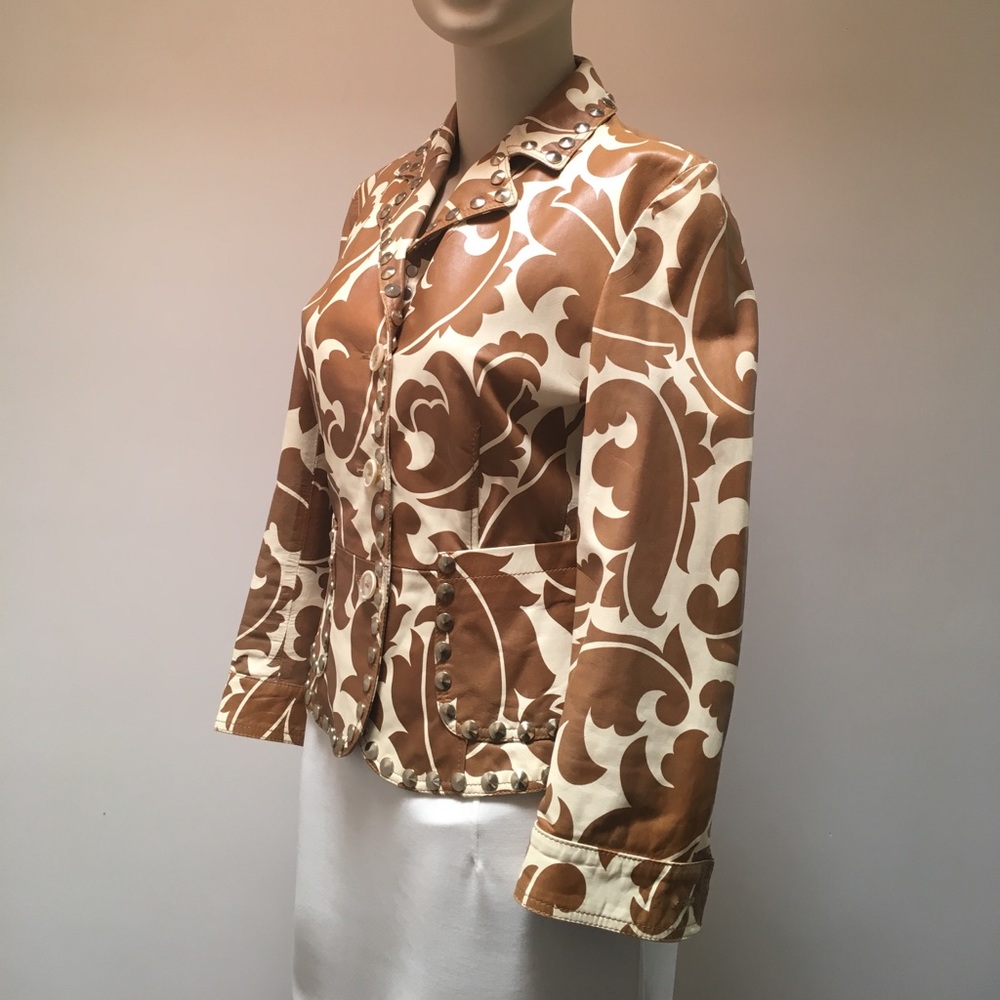 SALE!✨Vintage Etro Printed Leather Jacket *42 4/6 - Picture 1 of 9