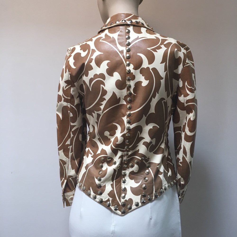 SALE!✨Vintage Etro Printed Leather Jacket *42 4/6 - Picture 3 of 9