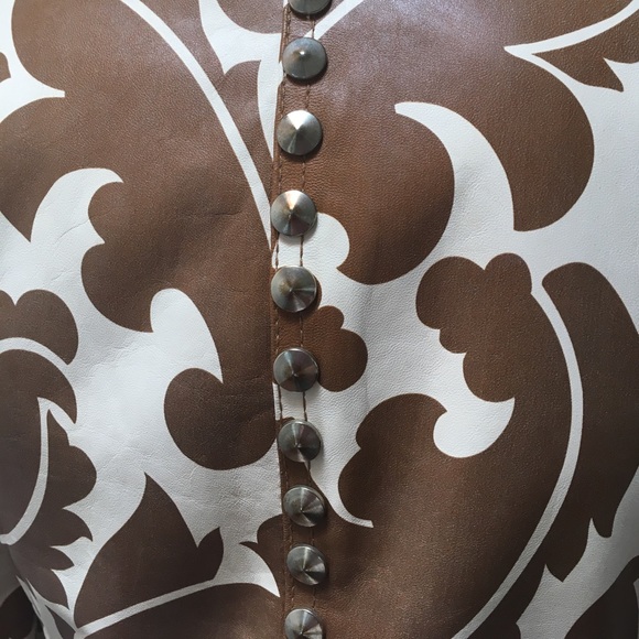 SALE!✨Vintage Etro Printed Leather Jacket *42 4/6 - Picture 4 of 9