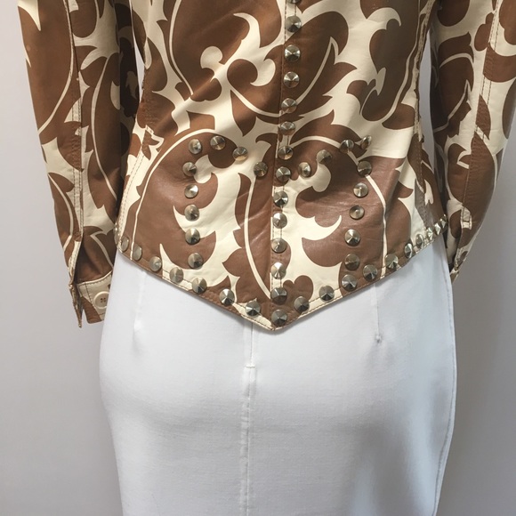 SALE!✨Vintage Etro Printed Leather Jacket *42 4/6 - Picture 5 of 9