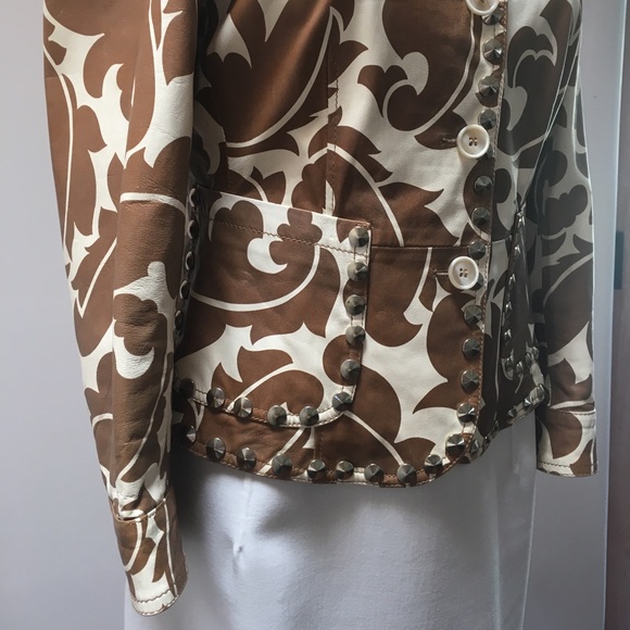 SALE!✨Vintage Etro Printed Leather Jacket *42 4/6 - Picture 6 of 9